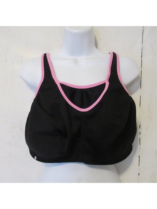 Glamorise Other - Glamorise Sport Bra 40D Black Pink No Bounce Cami Sports Running Wireless 1062